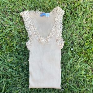 Brown lace tank top